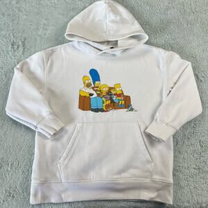 Simpsons Family Couch Kid's Youth Size Medium White Hooded Sweatshirt White